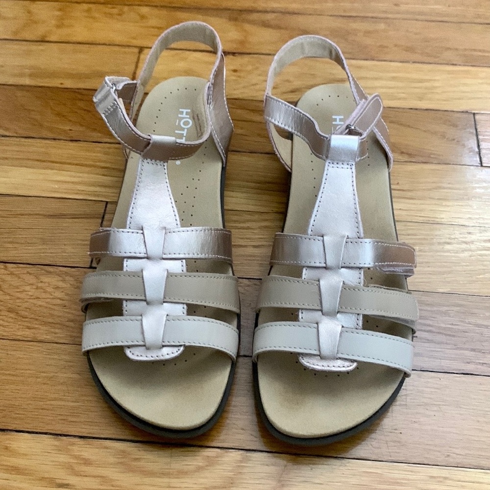 NIB Hotter Sol Rose Gold Leather Women’s Gladiator Sandals - Size 10